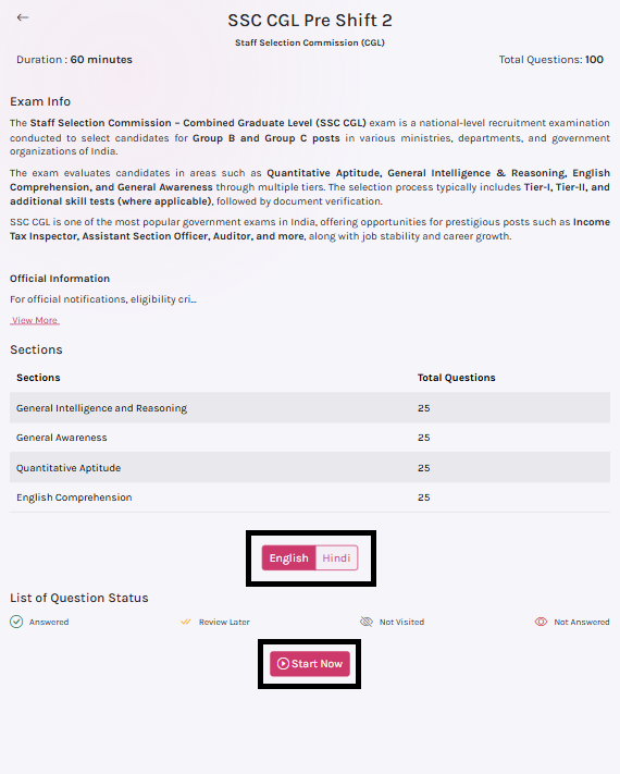 Review Details and Choose Language